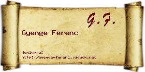 Gyenge Ferenc névjegykártya